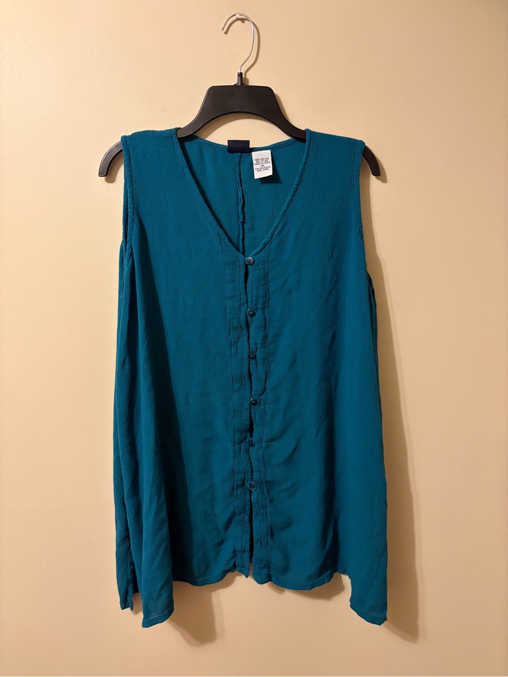 Honors Sleeveless Button-Front Women's Top in Teal Women’s XL